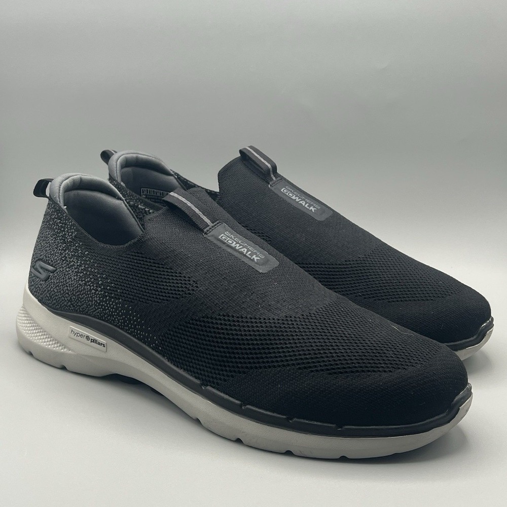 Skechers GO WALK 7‎ Stretch Fit Slip On Black Gray Shoes - Mens Size 14 USED